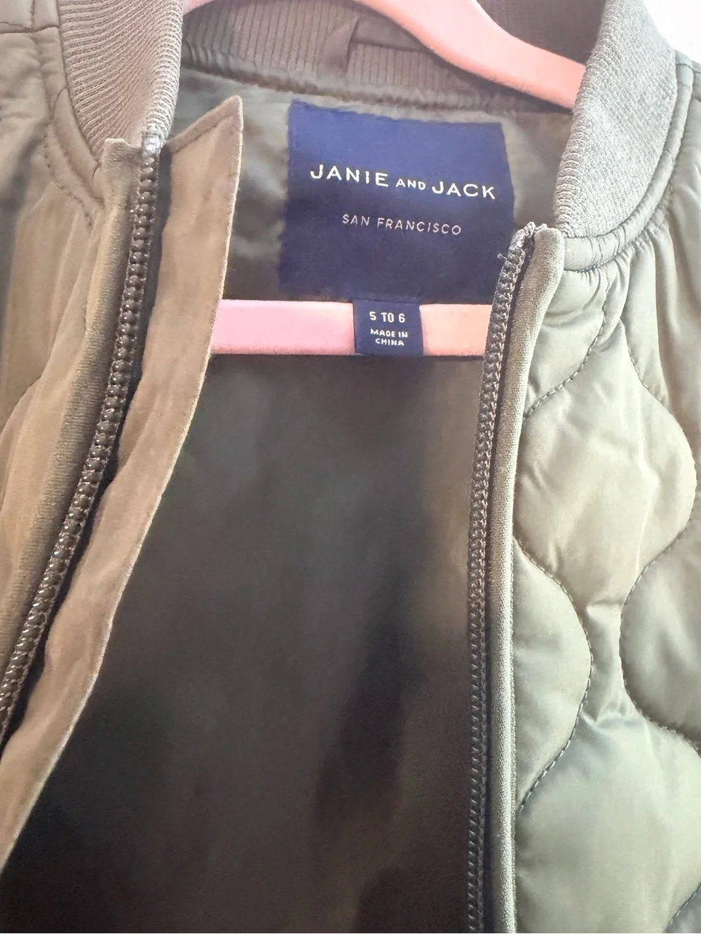 Janie and Jack Girls Olive Green Quilted Vest Size 5–6 | NWOT